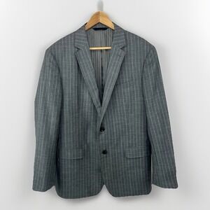 Banana Republic Vitale Barberis 42R Blazer Wool Silk Linen Gray Stripe Jacket